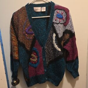Jaclyn Smith Multicolor Abstract Cardigan